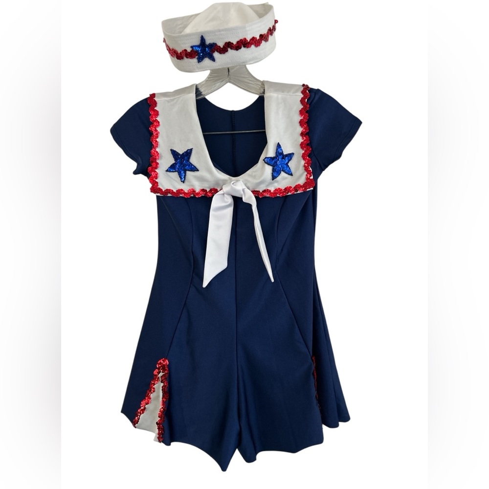 Dansco Navy Blue and White Sailor romper Costume & hat